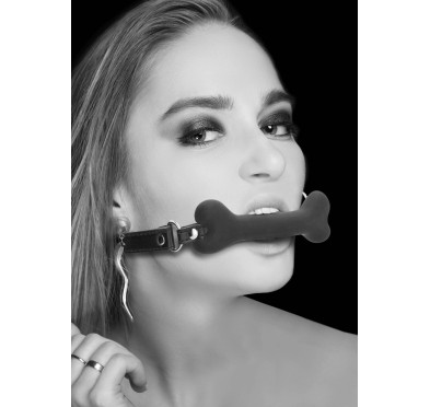 Silicone Bone Gag - With Adjustable Bonded Leather Straps